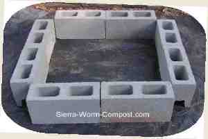 concrete cinder block for worm compost bin